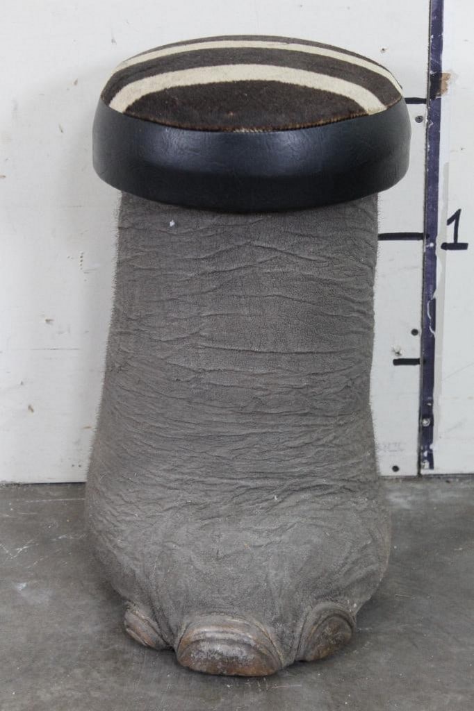 Elephant Foot-Stool w/Zebra Hide Cushion TAXIDERMY (1 of 7)