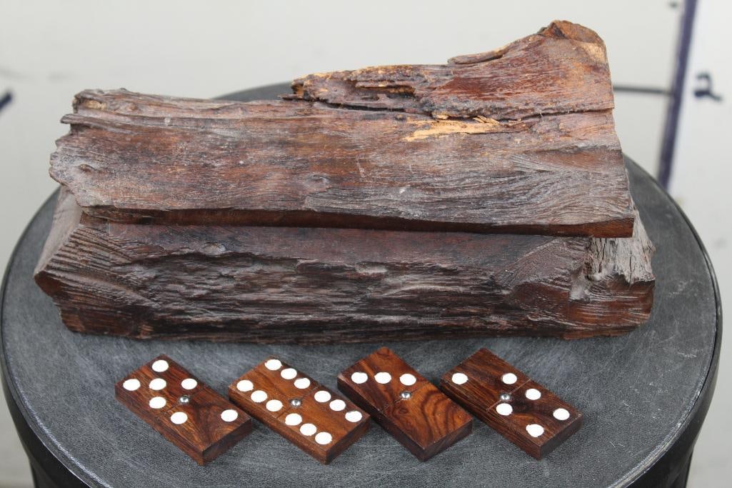 Very unique rustic Wooden DOMINO SET. Includes 28 Wood Dominos (1 of 5)