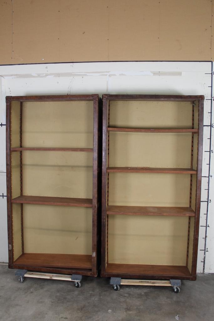 2 BIG Leather and Faux Alligator Wrapped Matching Shelving Units (1 of 20)