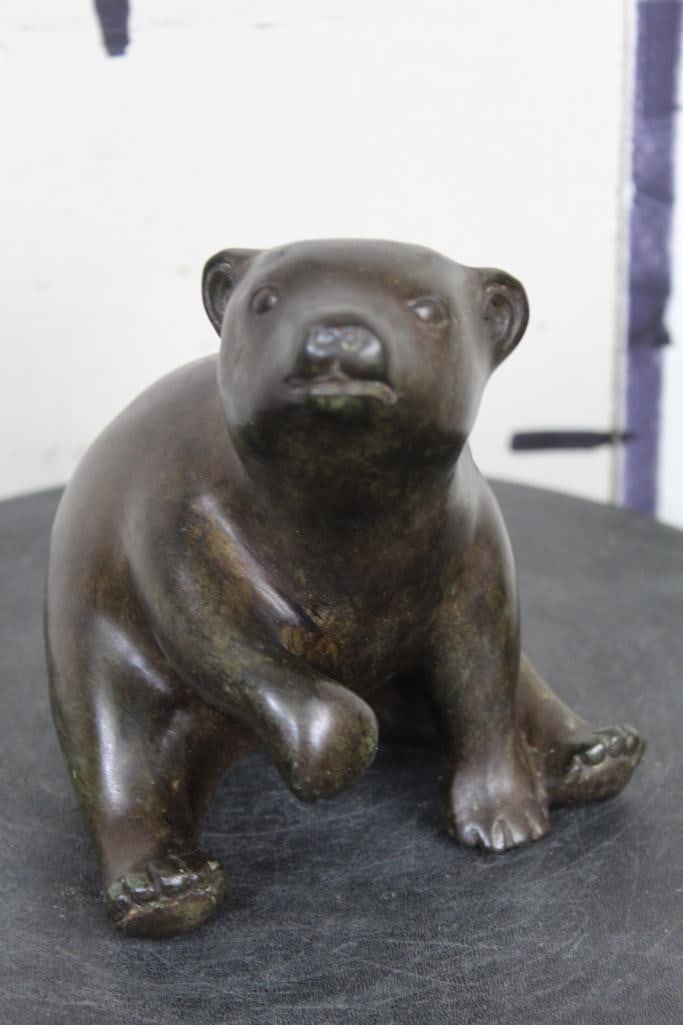 BRONZE BEAR Sculpture, signed "SANTI'S 10/5000", Weight: 3lbs 6oz (1 of 6)