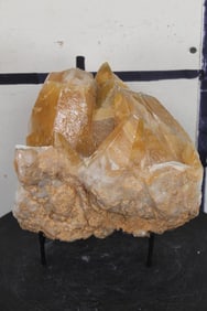 Natural Mostly Honey  & some Smokey CALCITE "DOGTOOTH" Cluster From Morocco with Stand. WT:12lbs 5oz