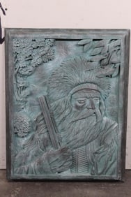 Heavy Cast Plaster Frontier Wall Hanging. Signed by the Artist. Wt: 30lbs 7oz