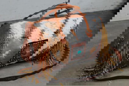 *BRAND NEW* COWHIDE and Tooled Leather Bag with Fringe