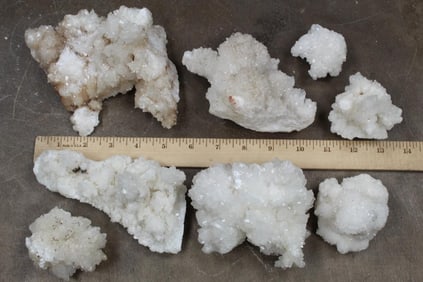 6lbs 10oz of WHITE ARAGONITE CAVE CALCITE Raw Crystal Clusters, 8 Specimens