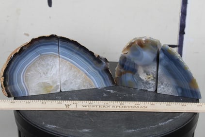 2 Sets of AGATE GEODE Book Ends from Brazil