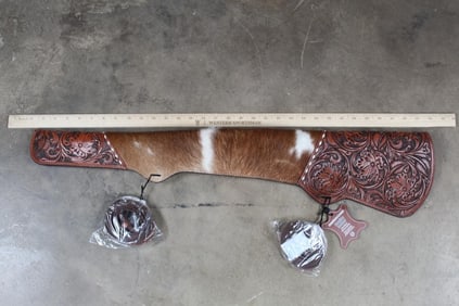 *BRAND NEW* Tooled Leather and COWHIDE Long Rifle Holster