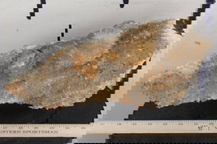 Natural Smokey Honey and White CALCITE CRYSTAL CLUSTER aka "Dogtooth" with Stand. WT:12lbs 2oz