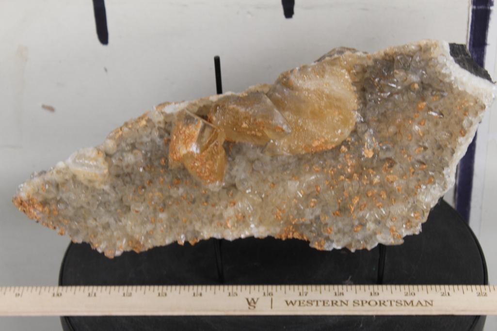 Natural Smokey Honey and White CALCITE CRYSTAL CLUSTER aka "Dogtooth" with Stand. WT:12lbs 2oz (1 of 8)