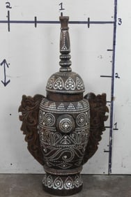 BIG Ceremonial Vessel GADUR from the Philippines with Mother of Pearl Inlay. Wt:32lbs 7oz