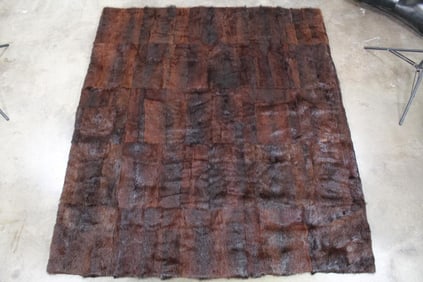 Excellent MUSKRAT Hide Patchwork Blanket with Satin Backing