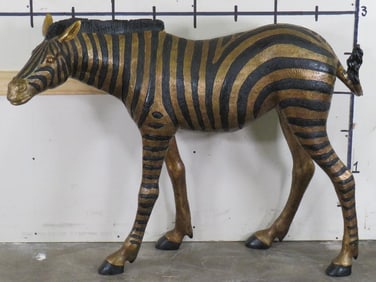 Beautiful XL BRONZE ZEBRA Statue. Wt: 133.5lbs