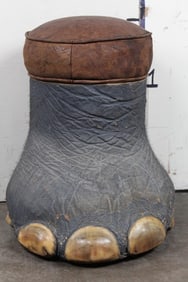 Unique ELEPHANT FOOT Stool with Removable ELEPHANT Hide Cushion for Storage