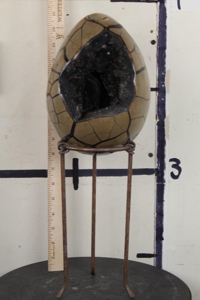 BIG 14lb Stunning Formed and Polished SEPTARIAN DRUZY GEODE Egg with removable piece. Comes with (1 of 14)