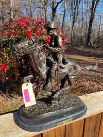 After Frederic Remington BRONZE "Trooper of the Plains" Statue on a MARBLE Base