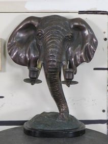Nice BRONZE Elephant Candle Holder. Holds 2 Taper Candles. Wt:5.5lbs