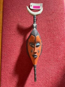 Very Ornate African Mask with a Cresent Moon on the top