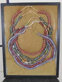 6 Beaded NECKLACES in Nice 16.5"x12.5" Display Case