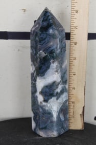 2lb 6oz MOSS AGATE Tower with DRUZY QUARTZ
