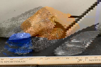 BLUE LAPIS 1lb, YOOPERLITE Skull 1lb, HONEY CALCITE 3lbs 15oz. All for One Price