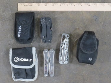 3 Nice Multi tools GERBER, LEATHERMAN & KOBALT) with Carrying Cases