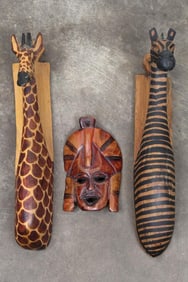 3 Hand Carved AFRICAN WALL ART Souvenirs from Kenya