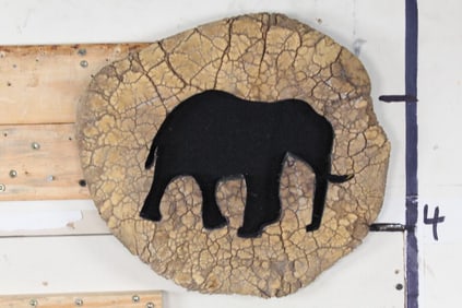 ELEPHANT FOOT SOLE, with an elephant silhouette and wall hanger