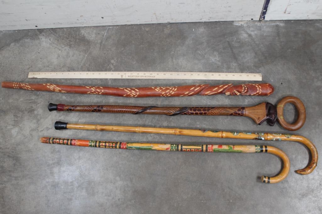 (4) Canes, 2 Crook Handle and 2 Staffs. All for One Price! (1 of 16)