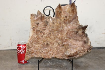 XL 25 lb HONEY and SMOKY Dogtooth Calcite Cluster Formation with Display Stand