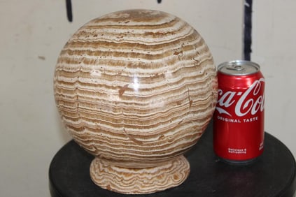 XXL BANDED ARAGONITE Sphere with a Matching ARAGONITE Display Stand, Weight: 22 lbs 11 oz