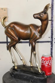 Limited Edition BRONZE Whitetail DEER Sculpture by Marius, Signed and Numbered #23/500 on a MARBLE