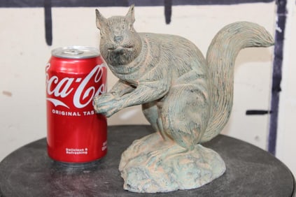 Green SQUIRREL BRONZE Sculpture, Weight: 3 lbs 2 oz