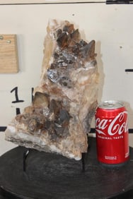 SMOKY QUARTZ Cluster with Dogtooth Calcite