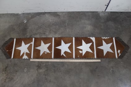 Patchwork COWHIDE Table Runner with Stars and Leather Fringe