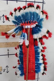 Contemporary Indian Headdress with Real Dyed Feathers