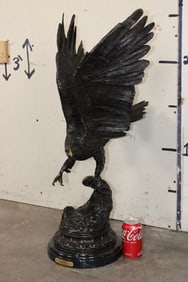 XXL after Jules Moigniez BRONZE "EAGLE" Sculpture on a Marble Base, Weight: 45 lbs