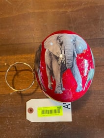 Beautiful OSTRICH EGG showcasing the "Big 5" with a Brass Display Stand