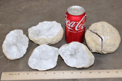 3 CRYSTAL QUARTZ Geodes, Weight: 7 lbs 2 oz (ONE$)