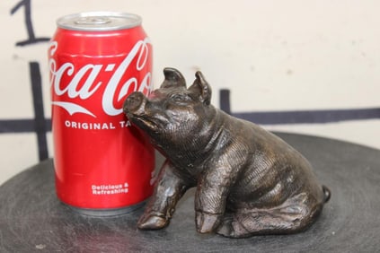 Sitting Little PIG BRONZE Sculpture, Weight: 1 lb 14 oz