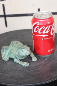 Green FROG BRONZE Sculpture, Weight: 1 lb 3 oz