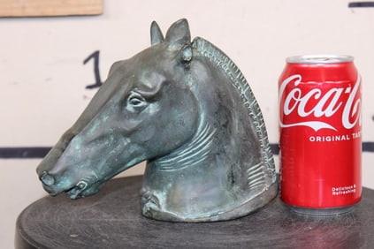 Green HORSE Head BRONZE Sculpture, Weight: 2 lbs 9 oz