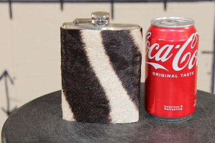 Unique ZEBRA Hide Wrapped Flask