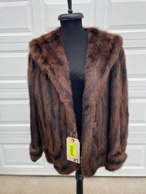 Beautiful Natural BEAVER Fur Coat with Black Highlights, Size Medium-Large
