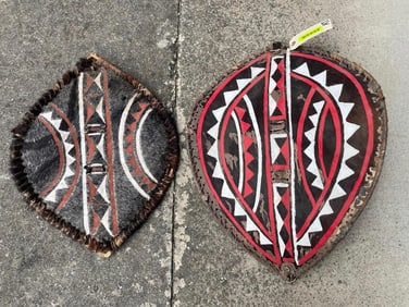 (2) Maasai African SHIELDS with Painted Designs (ONE$)