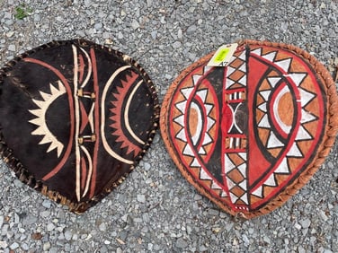 (2) Maasai African SHIELDS with Painted Designs (ONE$)