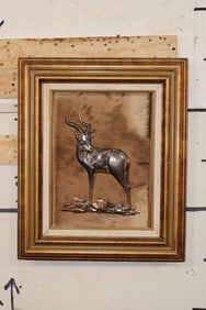 Original Embossed COPPER Relief of an IMPALA by artist Dennis Thomson