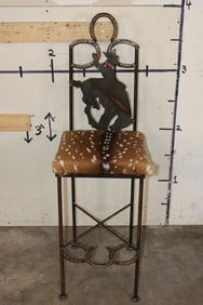 AXIS Hide Wrought Iron "Cowboy" Design Bar Stool