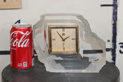 Vintage MIKASA Hoya CRYSTAL Desk Alarm Clock from Japan