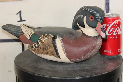 Hand Carved WOOD DUCK Decoy with Glass Eyes