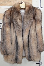 Vintage GREY FOX Fur Coat with Matching Leather and Fox Fur Gloves (ONE$)