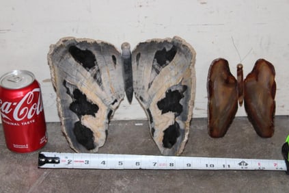 (1) PETRIFIED WOOD Butterfly and (1) AGATE Slice Butterfly (ONE$)
